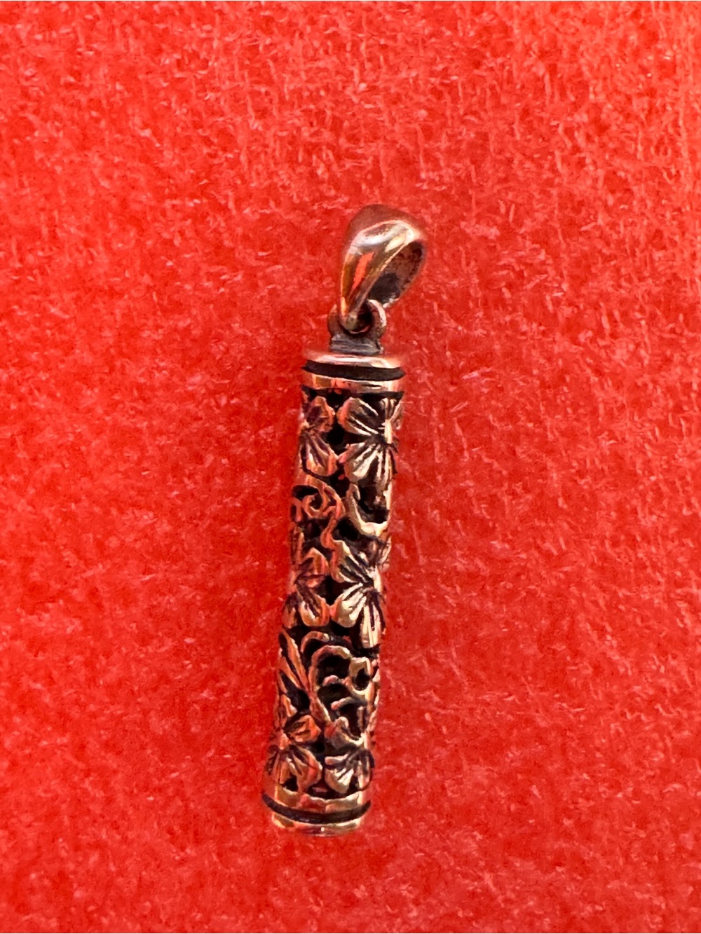 Sterling Silver Filigree Floral Tube Pendant